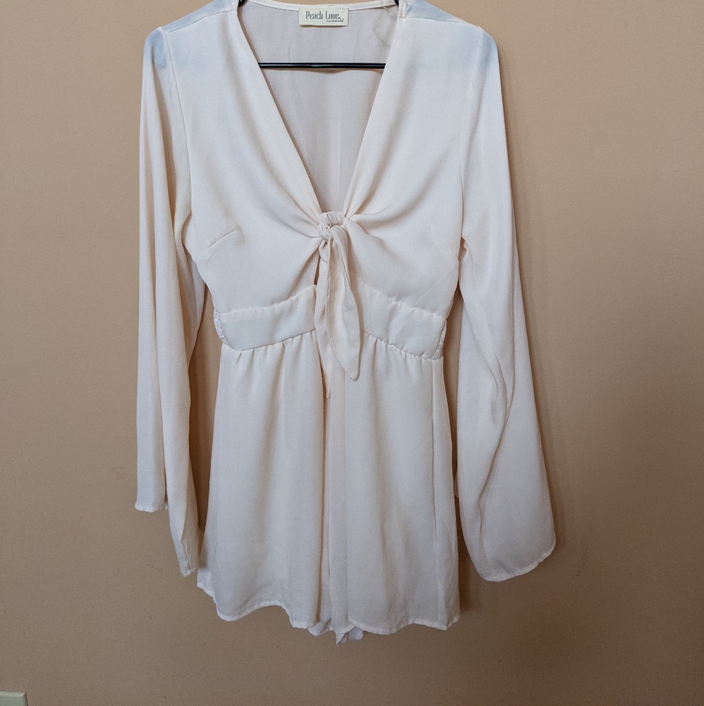 Rosie Daze Light Peach Tie Front Romper
